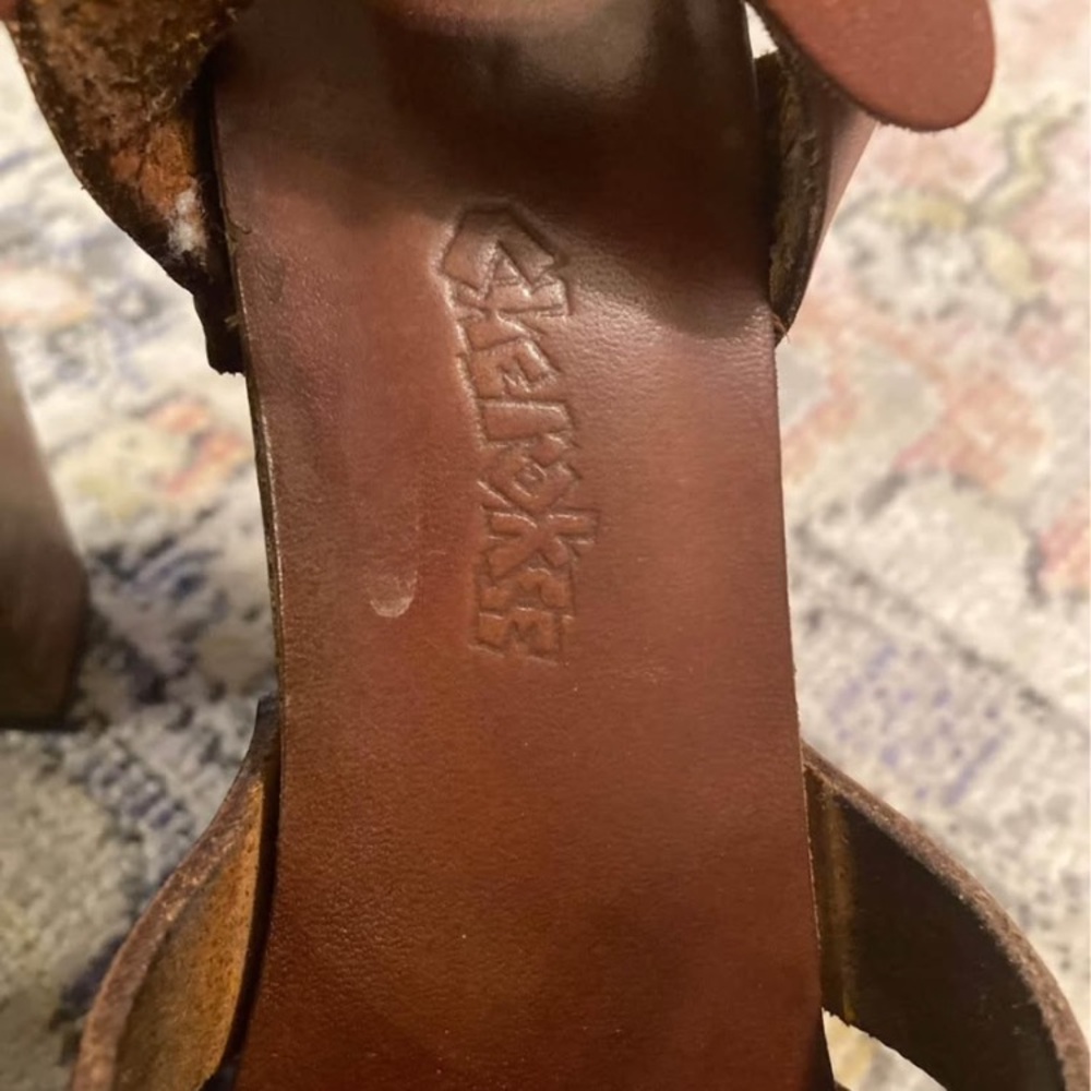1970’s vintage Cherokee rare women stacked wooden platform heels sandals - Picture 3 of 6